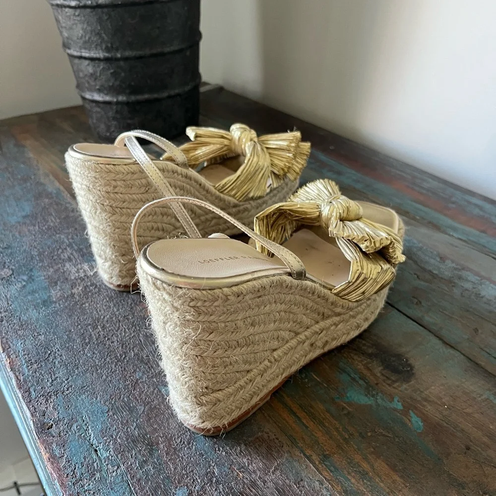 Loeffler Randall Gold Bow Espadrille Wedge